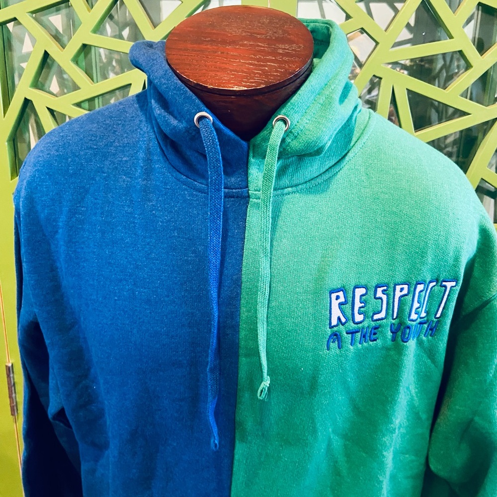 UNXPECTD “Respect the Youth” Two-tone Blue/Green Hoodie